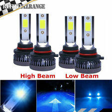 4 Led Headlight Bulbs 9005 9006 8000k Ice Blue Combo Cob Highlow Beam Bulbs