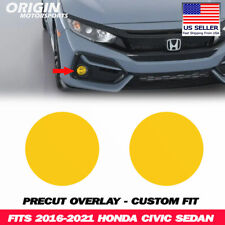 Precut Jdm Front Overlay Yellow Fog Light Tint Covers Fits Civic Sedan 2016-2021