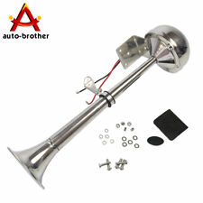 Single Trumpet Electric Horn 12v 390mm - Marine Truck Car Boat Stainless Steel