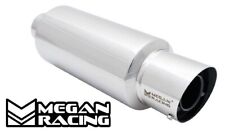 Megan M-gt Style 3 Inlet Universal Muffler Silver Chrome Round Tip W Silencer