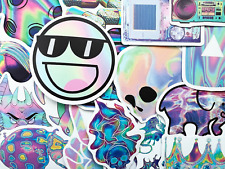 50 Shiny Laser-like Cool Graffiti Foil Laptop Stickers Pack Decals