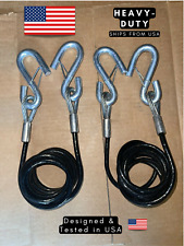 Coiled Safety Cables Set 84 7500 Lb. Replace Chains For Trailer Towing 2x