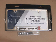 Mercedes-benz Genuine Polished Stainless Steel License Plate Frame Amg Logo New