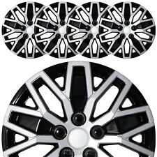 16 Silver Black Set Of 4 Wheel Covers Snap On Hub Caps Fit R16 Tire Steel Rim