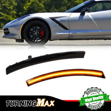 Smoked Lens Amber Led Lights Front Side Marker Lamps For 14-19 Chevy Corvette C7