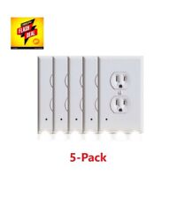 5 Pack Outlet Cover Built-in Led Night Light Bulbs Wall Plate Rounded Receptacle