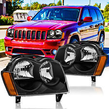 For 2005-2007 Jeep Grand Cherokee Headlights Headlamps Assembly Left Right Black