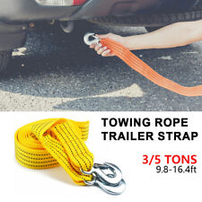 Large 35 Tons Car Tow Cable Towing Strap Rope With 2 Hooks Emergency Heavy Duty
