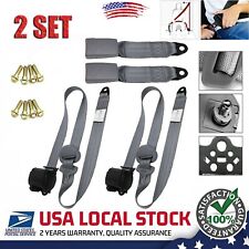 Retractable 3 Point Safety Seat Belt Straps Front Auto Vehicle Adjustable Gray