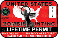 Zombie Hunting Permit Decal The Walking Dead Sticker Twd Usa Novelty Truck Yeti