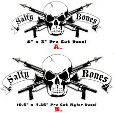 Salty Bones Scuba Speargun Sticker Skull Fish Salt Life Bumper Car Boat Decal