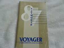 1987 Plymouth Voyager Owners Manual