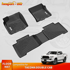 Floor Mats For 2018-2024 Toyota Tacoma Double Cab Tpe All Weather 2 Row Liners