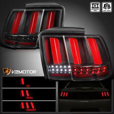 Black Fits 1999-2004 Ford Mustang Sequential Signal Led Tail Lights W Red Tube