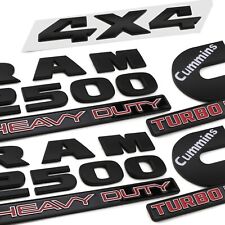 5pcs Matte Black Emblems Badges For Ram 2500 Heavy Duty 4x4 Cummins Turbo Diesel