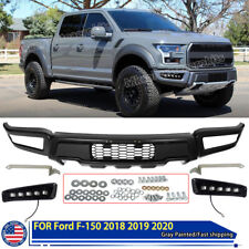 Front Bumper Gray For Ford F150 F-150 Steel Raptor Style Wled Drl Lights 18-20