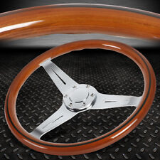 15 Wood Grain 2deep Dish Stainless Steel 3-spokes Vintage Style Steering Wheel