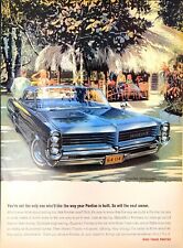 1964 Pontiac Bonneville Blue Wide Track Couples At Resort Setting Print Ad