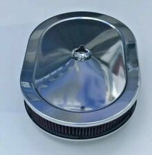 Chrome Air Cleaner Steel Oval 12 Red Washable Filter 383 440 318 340 New