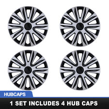 16 Set Of 4 Silver Black Wheel Covers Snap On Hub Caps Fit R16 Tiresteel Rim