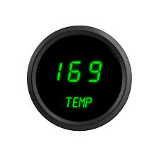 2 116 Digital Water Temp Gauge Green Leds Black Bezel 52mm Lifetime Warranty