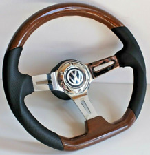 Steering Wheel Fits For Vw Wood Flat Bottom Sport Golf Passat Mk1 Mk2 77-88