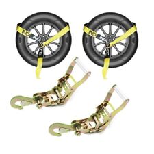 Indusafe 2 Pack 2 X 8 Axle Strap Ratchet Tie Down Tow Strap With Snap Hook