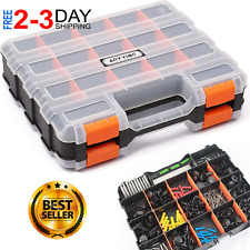 Double Side Tool Box 34-compartments Heavy Duty Organizer Hardware Screws Bolts