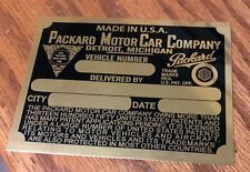 Packard Data Plate Brass 1937. Plates From 1926 Earlier Id Identification