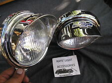 New Pair Of Small 6-volt Vintage Style Clear Color Fog Lights With Visors Bt