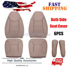 For 1992-1996 Ford Bronco Driver Passenger Perforated Leather Seat Cover Tan