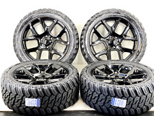 22 Gloss Black Srt Rims Wheels 33 Mt Tires Dodge Ram 1500 Laramie 6x139.7