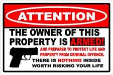 Owner Armed Warning Vinyl Decal Sticker 2nd Amendment Gun Firearm Pistol Permit