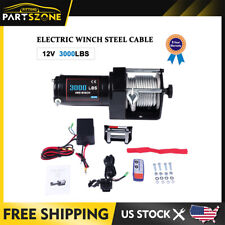 3000lbs 12v Electric Winch Atv Utv Steel Cable Towing Truck Off Road 3000lb New