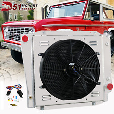 4 Rows Aluminum Radiator Shroud Fan Relay For 66-77 Ford Bronco 5.0l V8 Gas