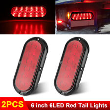 2x Trailer Truck Lights 6 Led Sealed Red 6 Oval Stop Turn Rear Tail Brake Lamp