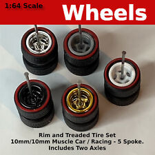 5 Spoke Real Riders Redline Wheels And Tires Set For 164 Scale For Hot Wheels