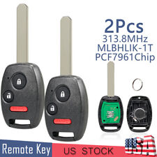 2 Remote Control Key Fob 3 Button For 2007-2013 Honda Cr-v Crv Mlbhlik-1t Chip