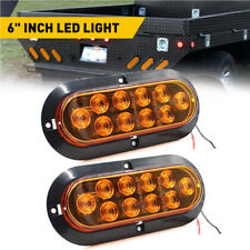 2pcs Amber 6 Oval Trailer Lights 10 Led Stop Turn Signal Tail Truck Park Lights