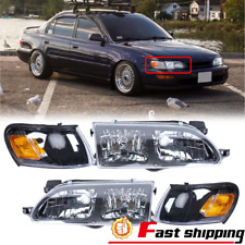Jdm Front Bumper Headlights Headlamps For 93-97 Toyota Corolla 1993-1997 Pair
