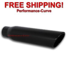 Black Powder Coated Stainless Truck Exhaust Tip 3 Inlet - 4 Outlet - 18 Long
