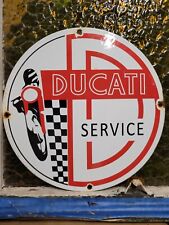 Vintage Ducati Porcelain Old Sign Italian Motorcycle Dealer Advertising Sales