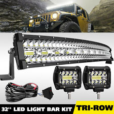 32inch Led Light Bar4 Pods Spot Flood Combo Offroad Driving Truck Suvwire 32