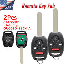2x Keyless Remote Car Key Fob 4 Button Trunk For Honda Cr-v Crv 2005 2006 Chip