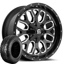 Set Of 4 D588 Titan 20x10 5x5.55x150 Blackmilled Rims W33x12.5r20 Rt Tires