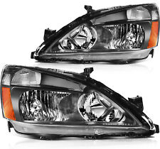 Headlights Assembly For Honda Accord 2003-2007 Clear Black Lamp Pair Replacement
