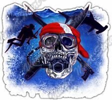 Scuba Skull Diving Diver Spearfishing Ocean Car Bumper Vinyl Sticker Decal 4.6