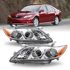 Headlights For 2007 2008 2009 Toyota Camry Chrome Amber Projector Lhrh Pairs