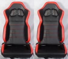 2 X R1 Style Black Red Racing Seats Reclinable Slider Fit For Pontiac