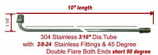 316 Brake Line 10 Inch Stainless Steel 90 Degree Bend Flared 38-24 Tube Nuts